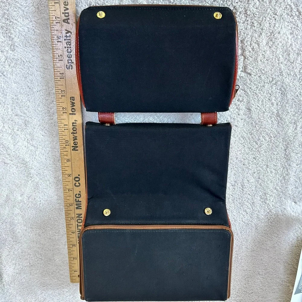 Stuffed Shirt Travel Organizer Set Black Canvas Leather Trim Made in England